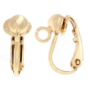 Clips d'oreilles boule 15x5 mm avec anneau ouvert - Doré à l'or fin x2