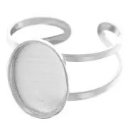 Bague réglable pour cabochon ovale 14x10 mm - Argent 925 x1