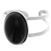 Bague réglable pour cabochon ovale 14x10 mm - Argent 925 x1