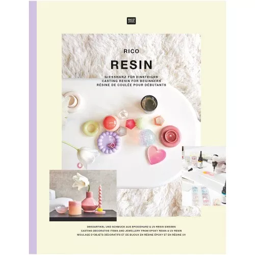 Livre Résine UV & époxy pour création objets décoratifs & bijoux - Rico Design  x1