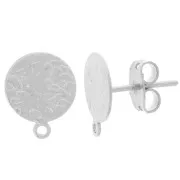 Clous d'oreilles disque martelé - 10 mm - Plaquage argent fin x2