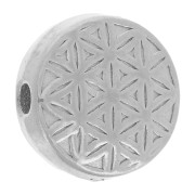 Perle plate ronde 9.5 mm - motif graphique - Acier inoxydable 316L x1|raw }}