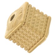 Perle cube texturée 8 mm - Acier inoxydable 316L Doré x1|raw }}