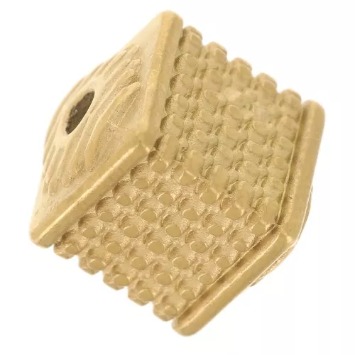Perle cube texturée 8 mm - Acier inoxydable 316L Doré x1