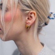 Clous d'oreilles coeur - avant et arrière - 14x15 mm Acier inoxydable 316L Doré x2