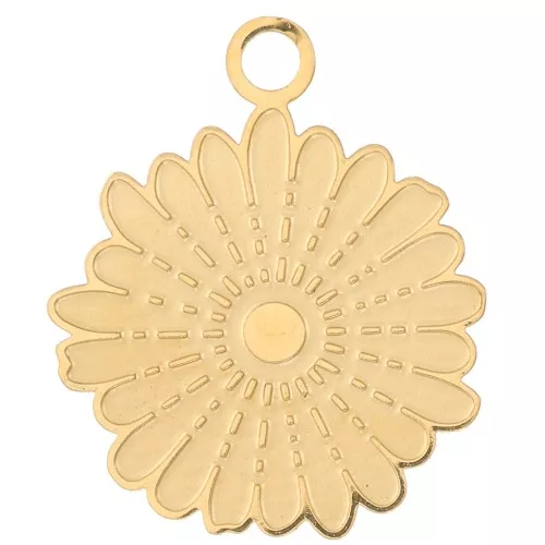 Breloque fleur marguerite 15 mm Acier inoxydable 316L - Doré x1