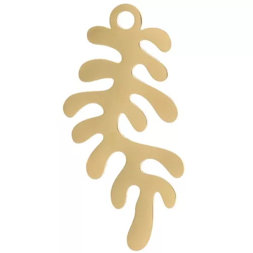 Pendentif corail 22x10 mm - Acier inoxydable 316L Doré x1