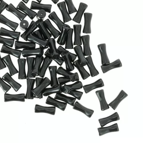 Perles tube de bambou en acrylique opaque 13x5 mm Noir x15