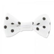 Noeud gros grain 26 mm Blanc à pois Noir|raw }}