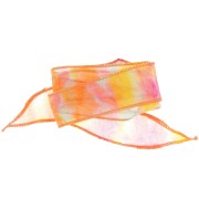Ruban de soie 25 mm - Tie and dye - Orange - Rose - Bleu x85cm