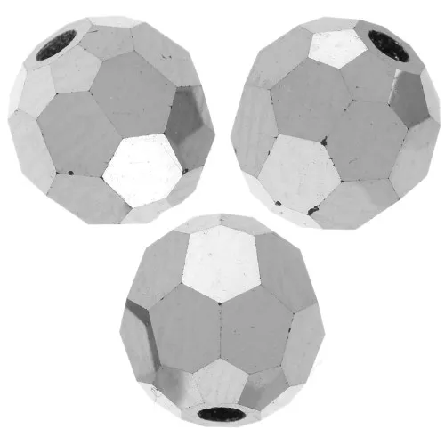 Perles rondes facettées Preciosa - Round Bead 5 mm - Jet Light Hematite x15
