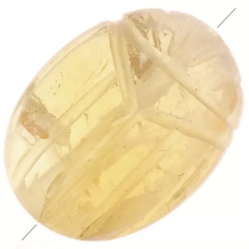 Perle ovale gravée scarabée 16x12 mm en pierre gemme - Citrine x1