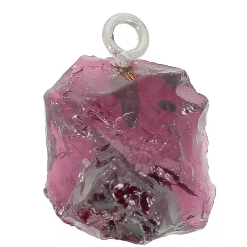 Pendentif pierre brute - pierre de naissance Janvier - Argent 925 - Grenat x1