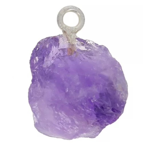 Pendentif pierre brute - pierre de naissance Février - Argent 925 - Améthyste x1
