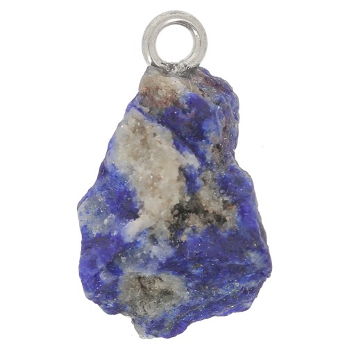 Pendentif pierre brute - pierre de naissance Avril - Argent 925 - Lapis Lazuli x1