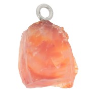 Pendentif pierre brute - pierre de naissance Juillet Argent 925 imit. Cornaline x1