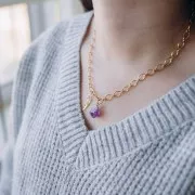 Pendentif pierre brute pierre de naissance Octobre Argent 925 Cristal de roche x1