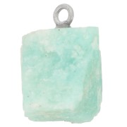 Pendentif pierre brute - pierre de naissance Décembre - Argent 925 - Amazonite x1|raw }}