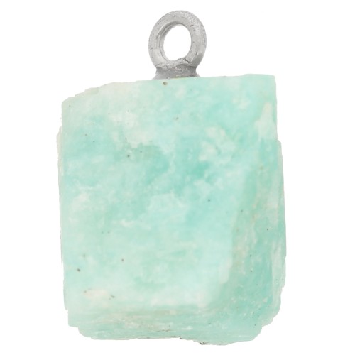 Pendentif pierre brute - pierre de naissance Décembre - Argent 925 - Amazonite x1