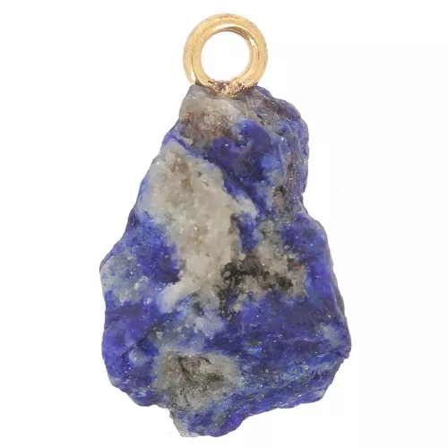 Pendentif pierre brute - pierre de naissance Avril - Doré Or fin - Lapis Lazuli x1