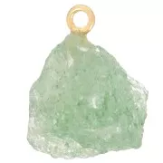 Pendentif pierre brute - pierre de naissance Mai - Doré Or fin - Aventurine x1