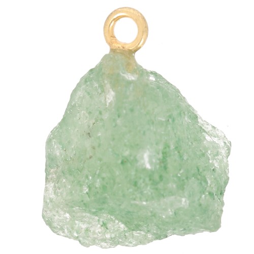 Pendentif pierre brute - pierre de naissance Mai - Doré Or fin - Aventurine x1