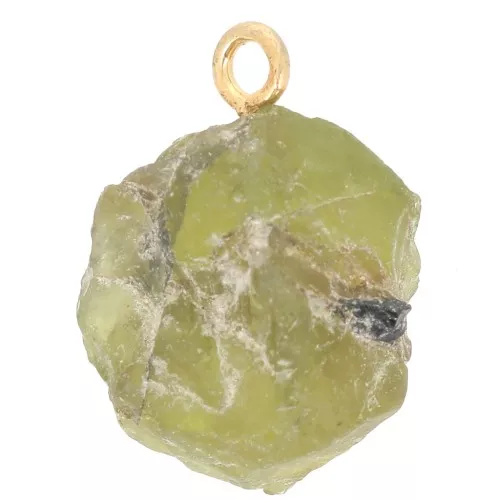 Pendentif pierre brute - pierre de naissance Août - Doré Or fin - Péridot x1