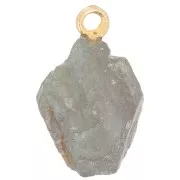 Pendentif pierre brute - pierre de naissance Septembre Doré Or fin Labradorite x1