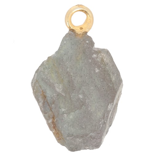 Pendentif pierre brute - pierre de naissance Septembre Doré Or fin Labradorite x1