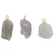 Pendentif pierre brute - pierre de naissance Septembre Doré Or fin Labradorite x1