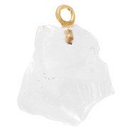 Pendentif pierre brute pierre de naissance Octobre Doré Or fin Cristal de roche x1|raw }}