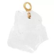 Pendentif pierre brute pierre de naissance Octobre Doré Or fin Cristal de roche x1