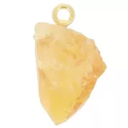 Pendentif pierre brute - pierre de naissance Novembre - Doré Or fin - Citrine x1