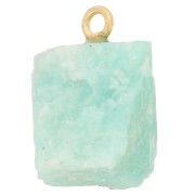 Pendentif pierre brute - pierre de naissance Décembre - Doré Or fin - Amazonite x1|raw }}
