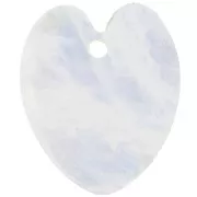 Pendentif coeur plat 19x16 mm en pierre gemme - Pierre de lune x1