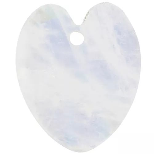 Pendentif coeur plat 19x16 mm en pierre gemme - Pierre de lune x1