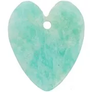 Pendentif coeur plat 19x16 mm en pierre gemme - Amazonite x1