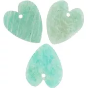 Pendentif coeur plat 19x16 mm en pierre gemme - Amazonite x1