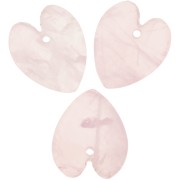 Pendentif coeur plat 19x16 mm en pierre gemme - Quartz rose x1