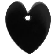 Pendentif coeur plat 19x16 mm en pierre gemme teintée - Onyx Noir x1