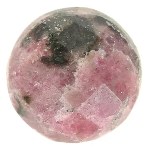 Cabochon rond facetté 10 mm en pierre gemme - Rhodonite x1