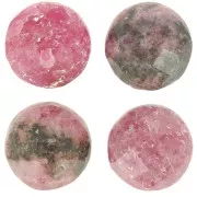 Cabochon rond facetté 10 mm en pierre gemme - Rhodonite x1