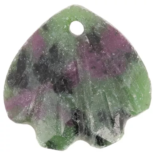 Sequin coquillage 12 mm en pierre gemme - Rubis Zoisite x1