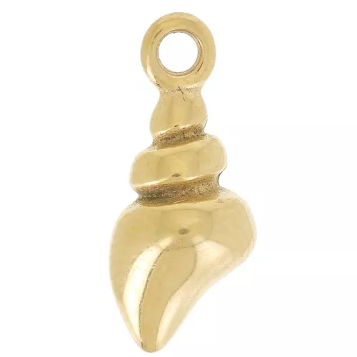 Breloque coquillage 14x6 mm - Acier inoxydable 316L Doré x1