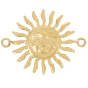 Intercalaire soleil motif visage - 2 anneaux - 18x14 mm - Acier inox 304L Doré x1