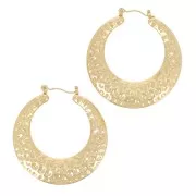 Créoles martelées bombées - 42 mm - Acier inoxydable 316L Doré x2