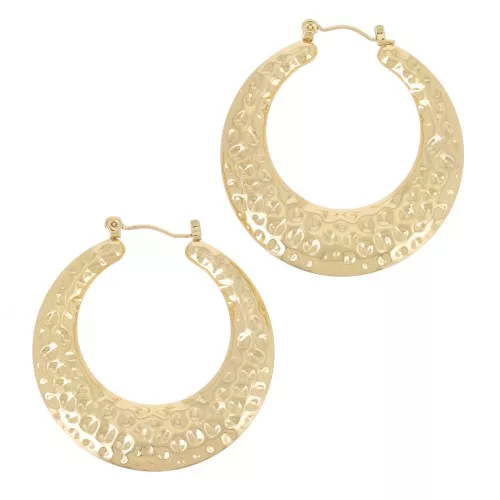 Créoles martelées bombées - 42 mm - Acier inoxydable 316L Doré x2