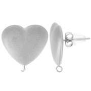 Clous d'oreilles coeur effet satiné 16x17 mm Acier inoxydable 316L  x2|raw }}