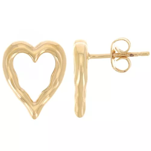 Boucles d'oreilles coeur 14x11 mm - Plaqué Or 3 microns x2