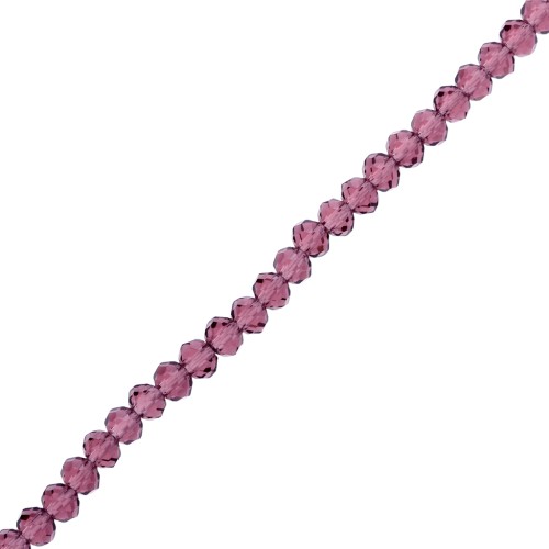 Perles rondelles facettées - rondes aplaties - 6x5 mm Amethyst x40cm